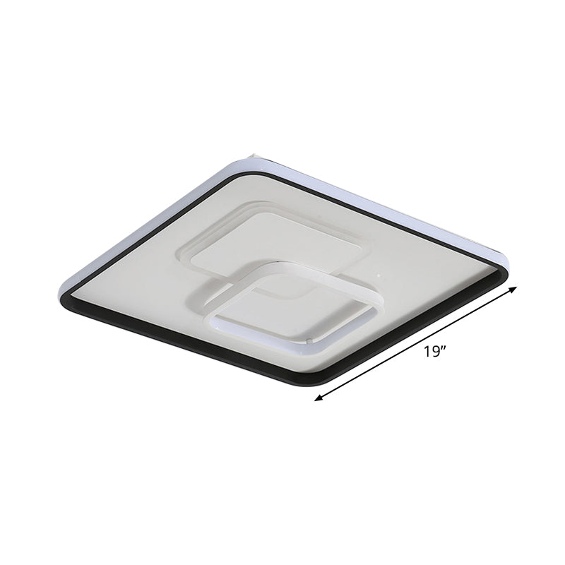 Round/Square/Rectangular LED Flush Light Modernism Aluminum Black Ceiling Mount Lighting in Warm/White Light for Bedroom Clearhalo 'Ceiling Lights' 'Close To Ceiling Lights' 'Close to ceiling' 'Flush mount' Lighting' 1934862