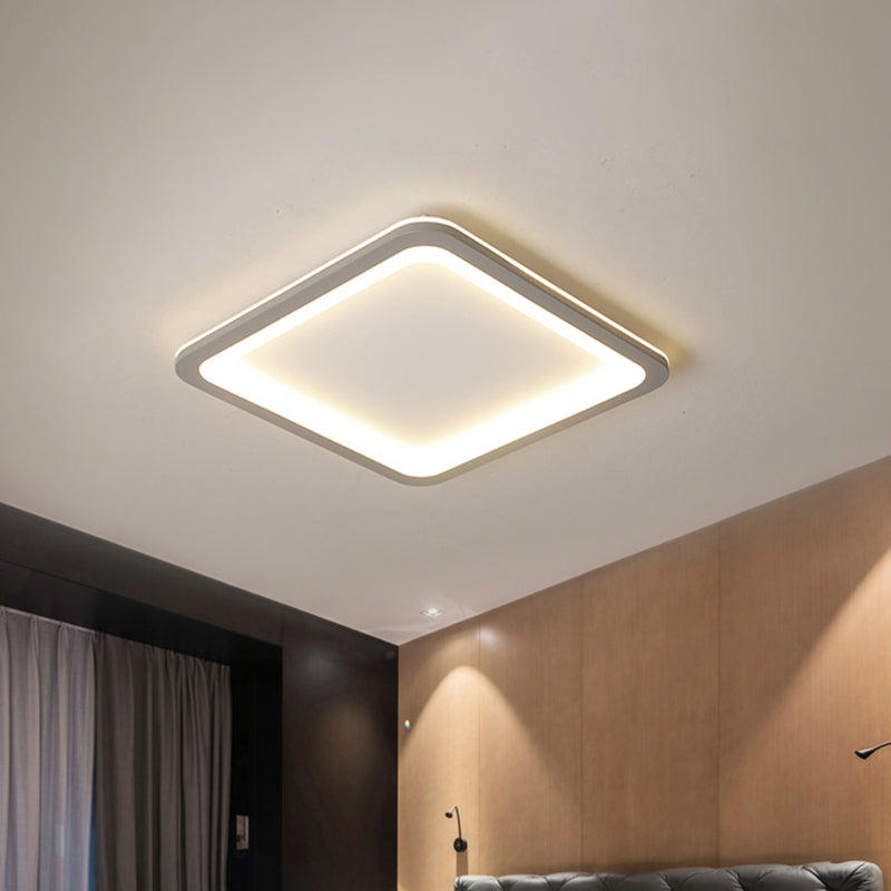 Extra Thin Square Bedroom Flush Mount Acrylic 14.5"/19"/23.5" W LED Nordic Flush Ceiling Lamp in Grey, Warm/White Light Clearhalo 'Ceiling Lights' 'Close To Ceiling Lights' 'Close to ceiling' 'Flush mount' Lighting' 1934890
