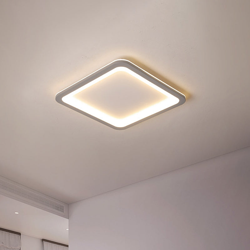 Extra Thin Square Bedroom Flush Mount Acrylic 14.5"/19"/23.5" W LED Nordic Flush Ceiling Lamp in Grey, Warm/White Light Clearhalo 'Ceiling Lights' 'Close To Ceiling Lights' 'Close to ceiling' 'Flush mount' Lighting' 1934891
