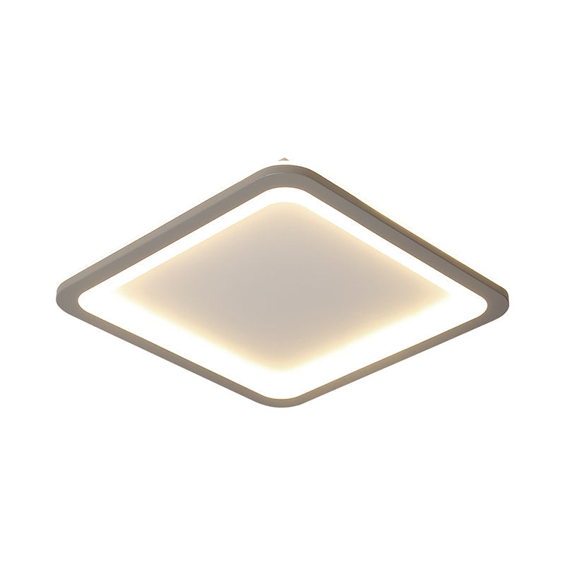 Extra Thin Square Bedroom Flush Mount Acrylic 14.5"/19"/23.5" W LED Nordic Flush Ceiling Lamp in Grey, Warm/White Light Clearhalo 'Ceiling Lights' 'Close To Ceiling Lights' 'Close to ceiling' 'Flush mount' Lighting' 1934892