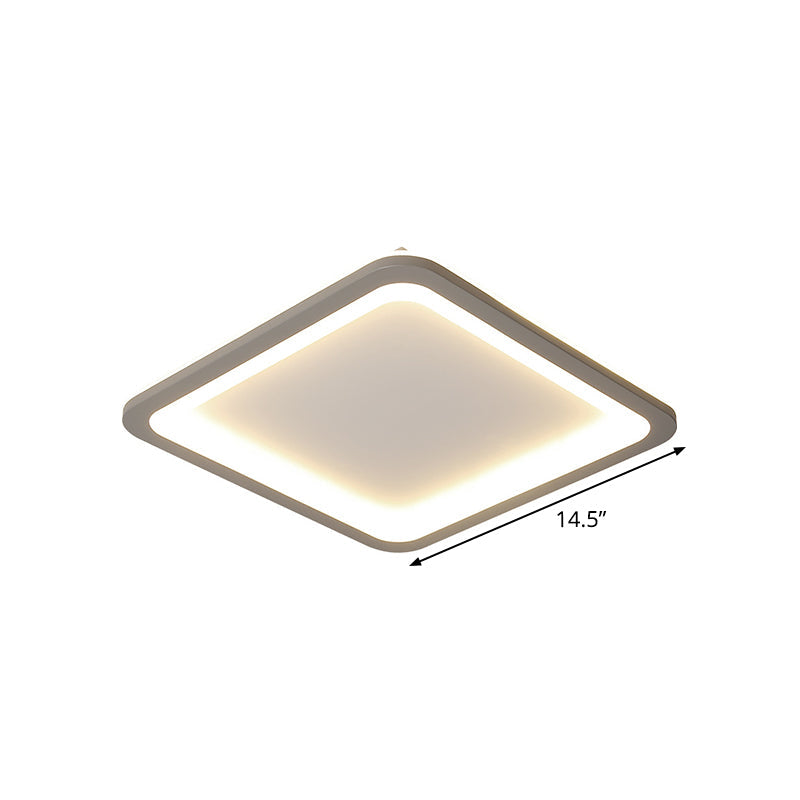 Extra Thin Square Bedroom Flush Mount Acrylic 14.5"/19"/23.5" W LED Nordic Flush Ceiling Lamp in Grey, Warm/White Light Clearhalo 'Ceiling Lights' 'Close To Ceiling Lights' 'Close to ceiling' 'Flush mount' Lighting' 1934893