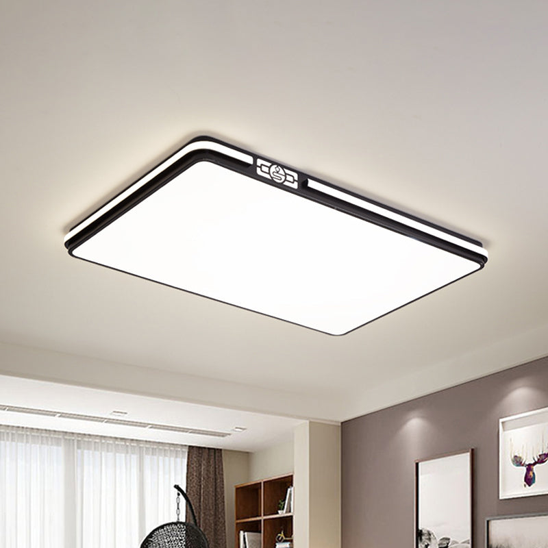 Dining Room LED Flush Light Fixture Minimal Black Ceiling Mount Lamp with Rectangular/Round/Square Acrylic Shade, White/3 Color Light Clearhalo 'Ceiling Lights' 'Close To Ceiling Lights' 'Close to ceiling' 'Flush mount' Lighting' 1934930