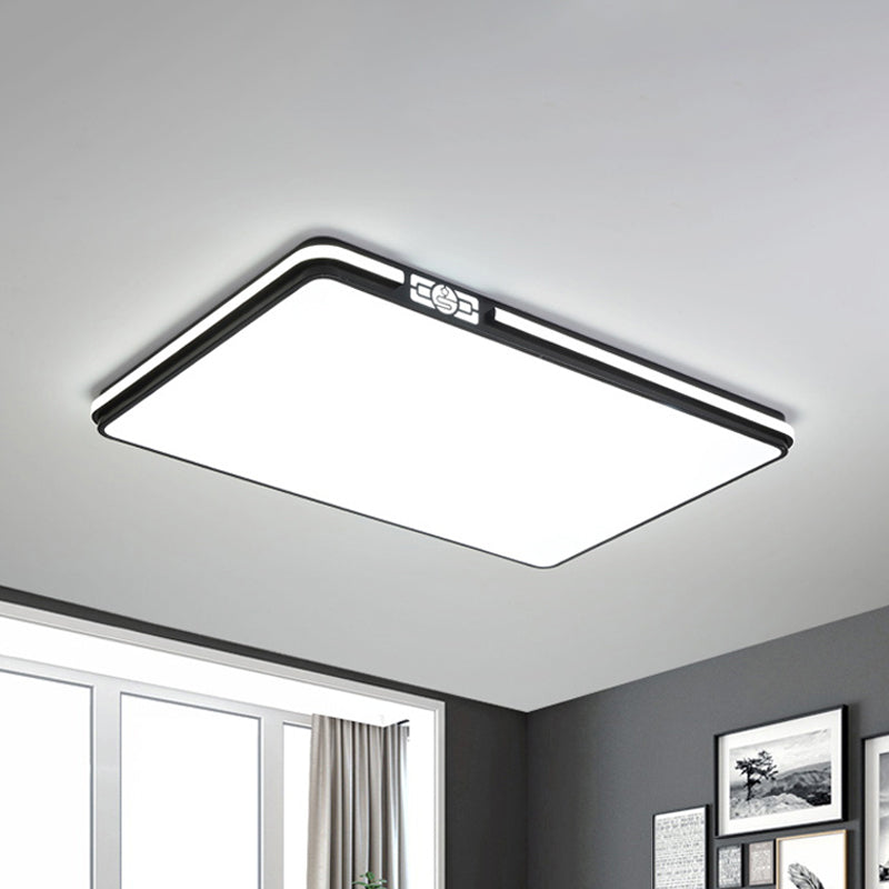 Dining Room LED Flush Light Fixture Minimal Black Ceiling Mount Lamp with Rectangular/Round/Square Acrylic Shade, White/3 Color Light Clearhalo 'Ceiling Lights' 'Close To Ceiling Lights' 'Close to ceiling' 'Flush mount' Lighting' 1934931