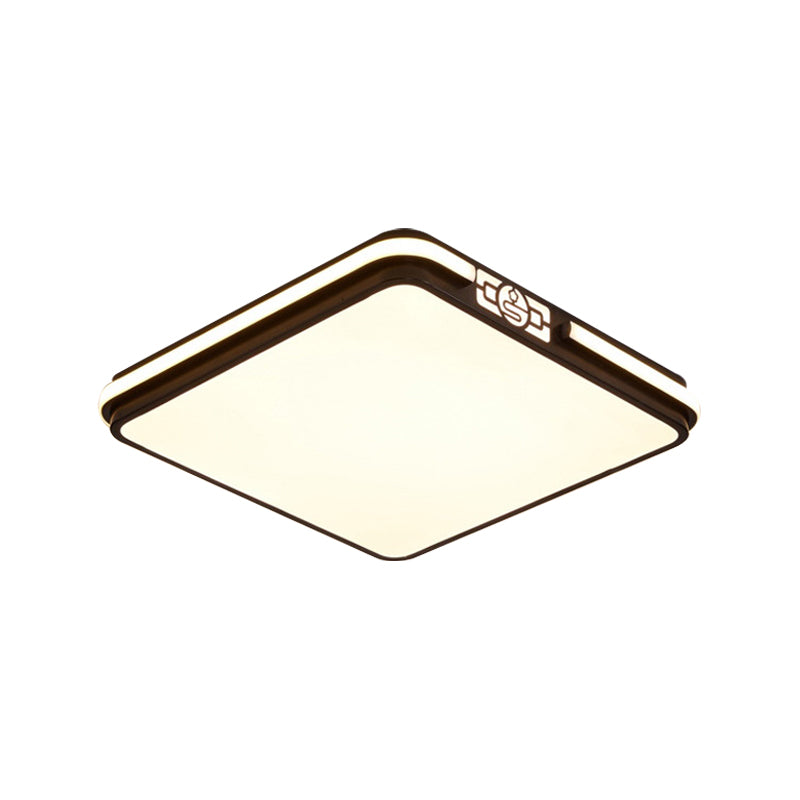 Dining Room LED Flush Light Fixture Minimal Black Ceiling Mount Lamp with Rectangular/Round/Square Acrylic Shade, White/3 Color Light Clearhalo 'Ceiling Lights' 'Close To Ceiling Lights' 'Close to ceiling' 'Flush mount' Lighting' 1934935