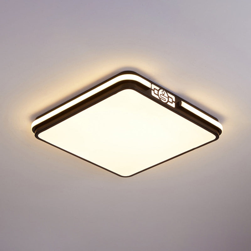 Dining Room LED Flush Light Fixture Minimal Black Ceiling Mount Lamp with Rectangular/Round/Square Acrylic Shade, White/3 Color Light Clearhalo 'Ceiling Lights' 'Close To Ceiling Lights' 'Close to ceiling' 'Flush mount' Lighting' 1934936