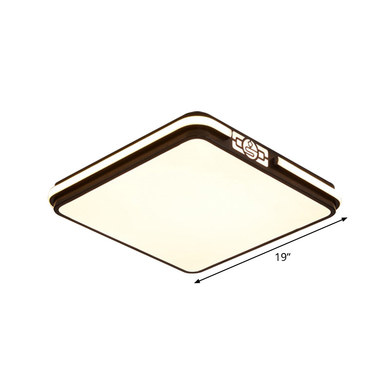 Dining Room LED Flush Light Fixture Minimal Black Ceiling Mount Lamp with Rectangular/Round/Square Acrylic Shade, White/3 Color Light Clearhalo 'Ceiling Lights' 'Close To Ceiling Lights' 'Close to ceiling' 'Flush mount' Lighting' 1934937