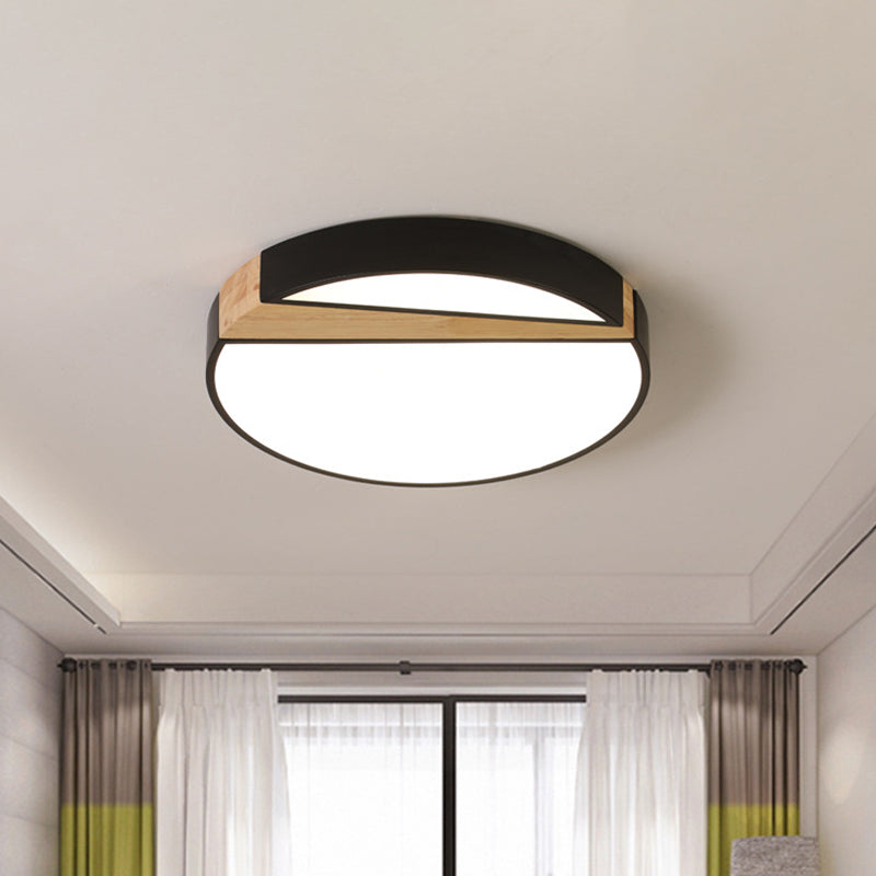 Black-Wood Spliced Ceiling Light Modern Acrylic Square/Rectangle/Round LED Flush Mounted Lamp in White/3 Color Light Clearhalo 'Ceiling Lights' 'Close To Ceiling Lights' 'Close to ceiling' 'Flush mount' Lighting' 1935040