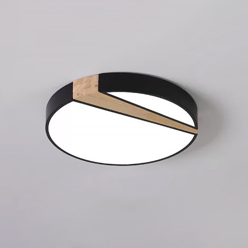 Black-Wood Spliced Ceiling Light Modern Acrylic Square/Rectangle/Round LED Flush Mounted Lamp in White/3 Color Light Clearhalo 'Ceiling Lights' 'Close To Ceiling Lights' 'Close to ceiling' 'Flush mount' Lighting' 1935042