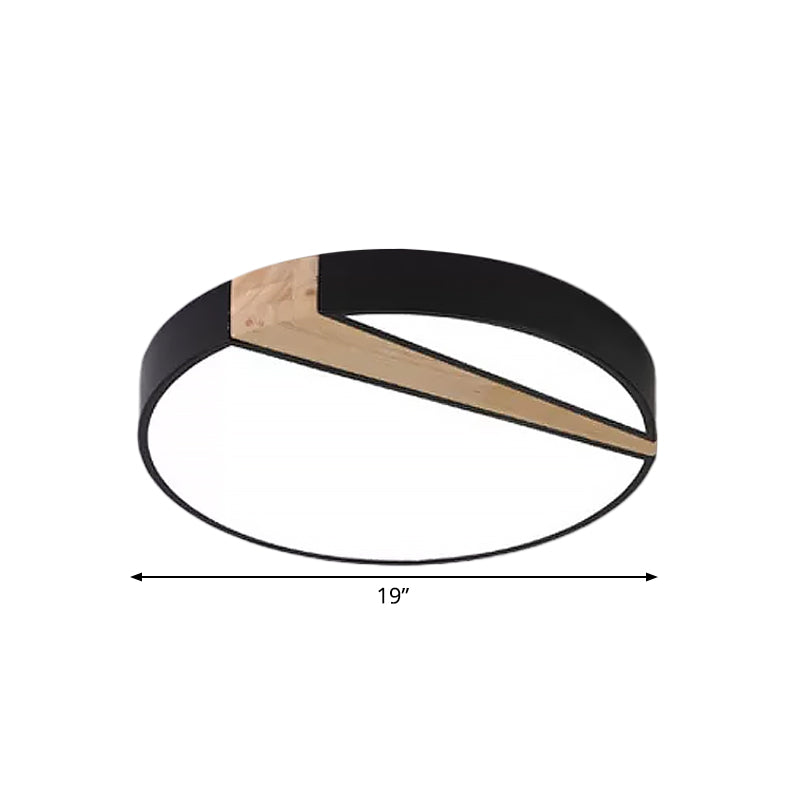 Black-Wood Spliced Ceiling Light Modern Acrylic Square/Rectangle/Round LED Flush Mounted Lamp in White/3 Color Light Clearhalo 'Ceiling Lights' 'Close To Ceiling Lights' 'Close to ceiling' 'Flush mount' Lighting' 1935043