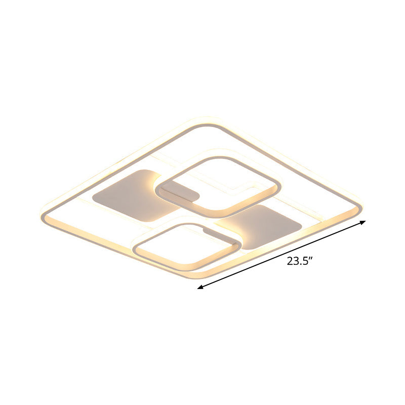 White Multi-Square Flushmount Simple 19.5"/23.5" Wide LED Acrylic Ceiling Mount Light in Warm/White Light Clearhalo 'Ceiling Lights' 'Close To Ceiling Lights' 'Close to ceiling' 'Flush mount' Lighting' 1935172