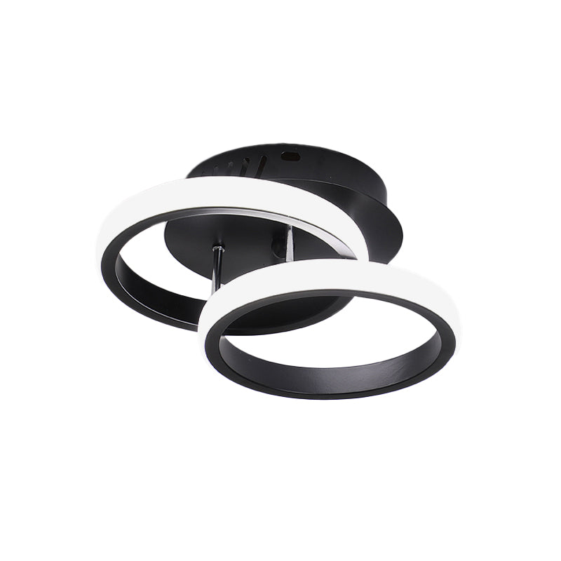 Round/Square/Moon Small Ceiling Lamp Modern Metal Black/White LED Semi Flush Mount Lighting for Corridor Clearhalo 'Ceiling Lights' 'Close To Ceiling Lights' 'Close to ceiling' 'Semi-flushmount' Lighting' 1935267