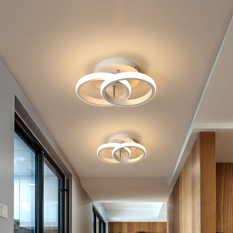 Round/Square/Moon Small Ceiling Lamp Modern Metal Black/White LED Semi Flush Mount Lighting for Corridor Clearhalo 'Ceiling Lights' 'Close To Ceiling Lights' 'Close to ceiling' 'Semi-flushmount' Lighting' 1935277