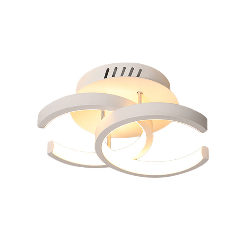 Round/Square/Moon Small Ceiling Lamp Modern Metal Black/White LED Semi Flush Mount Lighting for Corridor Clearhalo 'Ceiling Lights' 'Close To Ceiling Lights' 'Close to ceiling' 'Semi-flushmount' Lighting' 1935281