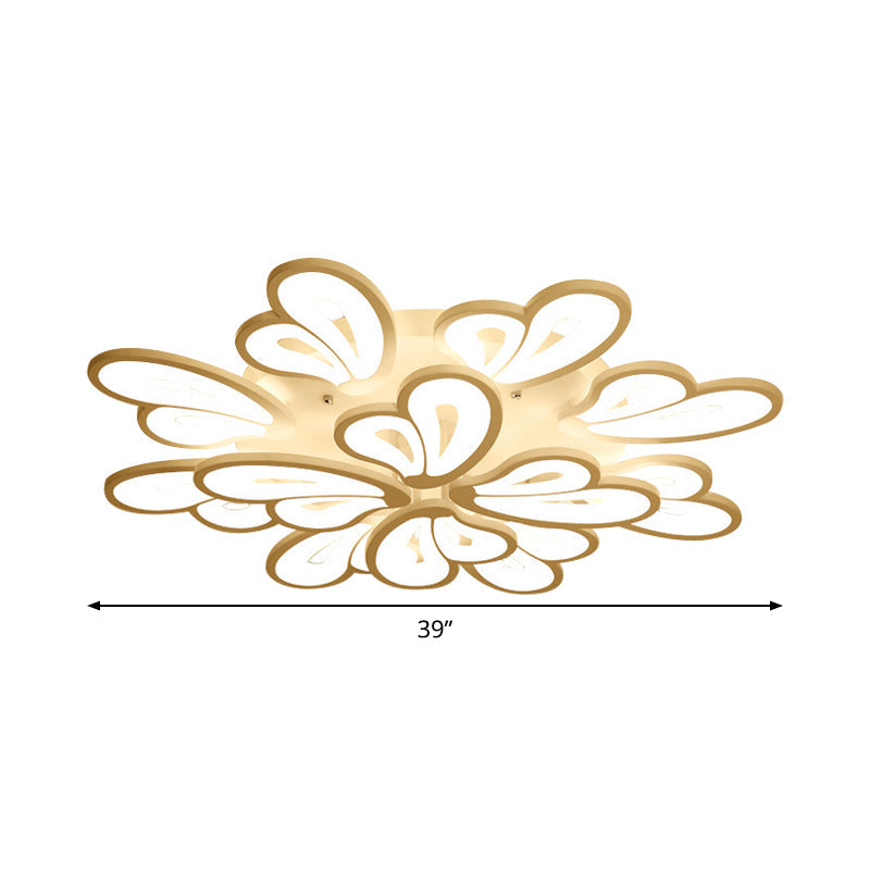 White Butterfly Wing Ceiling Flush Light Contemporary 3/5/12-Head Acrylic Flushmount in Warm/White Light for Hotel Clearhalo 'Ceiling Lights' 'Close To Ceiling Lights' 'Close to ceiling' 'Semi-flushmount' Lighting' 1935327