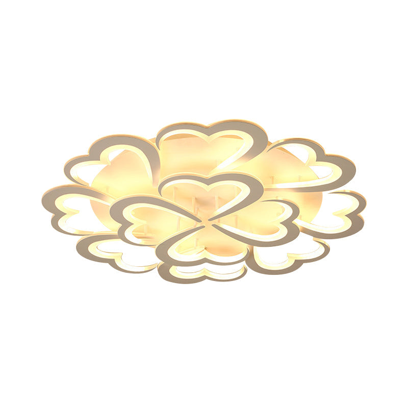 Blooming Flower Close to Ceiling Lamp Modern 4/9/12 Lights White LED Semi Flush Mount in Warm/White Light Clearhalo 'Ceiling Lights' 'Close To Ceiling Lights' 'Close to ceiling' 'Semi-flushmount' Lighting' 1935343