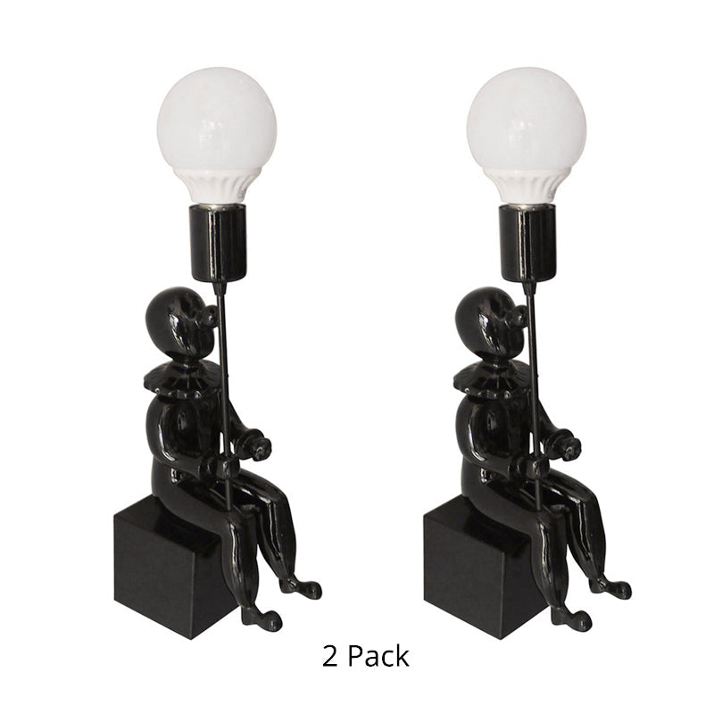 Contemporary Sitting Boy Wall Light Resin 1 Head Monochrome Wall Lamp for Bedroom Black 2.0 Clearhalo 'Wall Lamps & Sconces' 'Wall Lights' Lighting' 193538