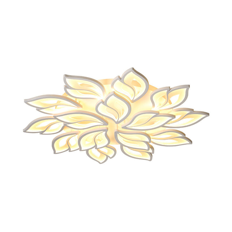 Foliage Bedroom Semi Mount Lighting Acrylic 9/12/15 Lights Modern Close to Ceiling Lamp in Warm/White Light Clearhalo 'Ceiling Lights' 'Close To Ceiling Lights' 'Close to ceiling' 'Semi-flushmount' Lighting' 1935410