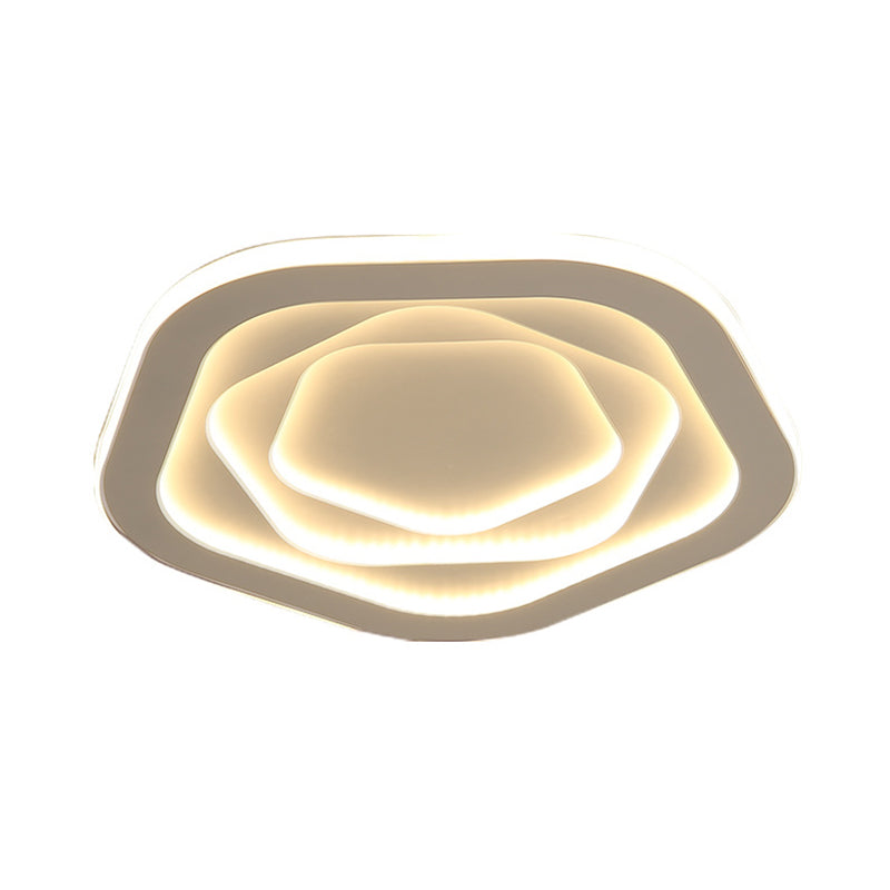 16"/19.5" W LED Bedroom Ceiling Lamp Modernist White Flush Mount Light with Flower/Pentagon/Triangle Acrylic Shade Clearhalo 'Ceiling Lights' 'Close To Ceiling Lights' 'Close to ceiling' 'Flush mount' Lighting' 1935505