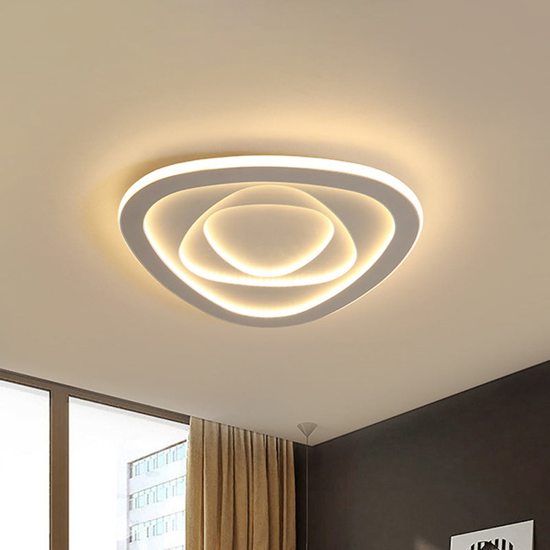 16"/19.5" W LED Bedroom Ceiling Lamp Modernist White Flush Mount Light with Flower/Pentagon/Triangle Acrylic Shade White Triangle Clearhalo 'Ceiling Lights' 'Close To Ceiling Lights' 'Close to ceiling' 'Flush mount' Lighting' 1935509