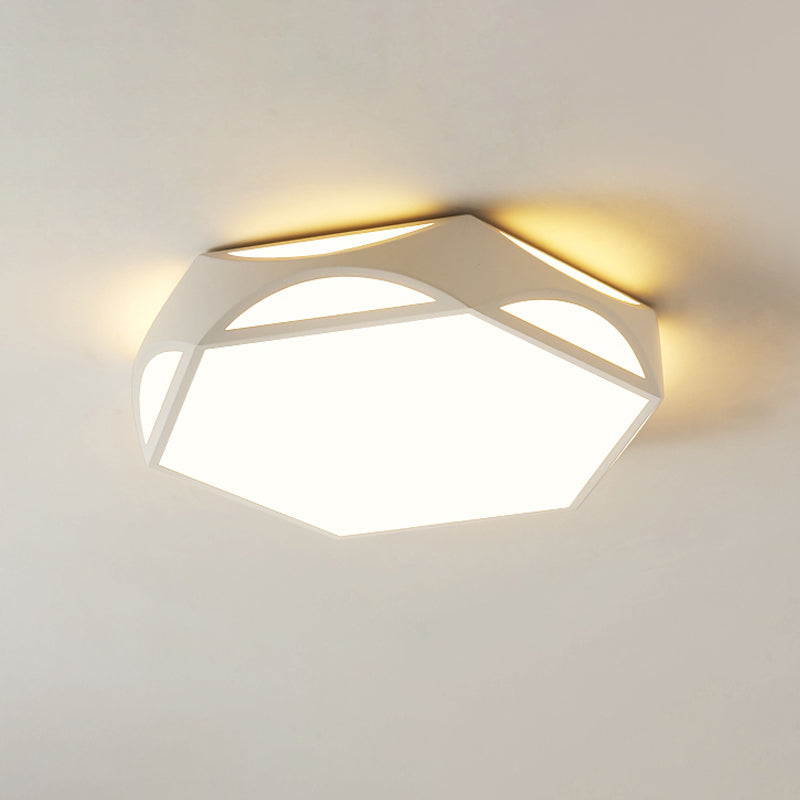 Black/White Hexagon Ceiling Flush Mount Contemporary Acrylic LED Flush Light with/without Remote Control Clearhalo 'Ceiling Lights' 'Close To Ceiling Lights' 'Close to ceiling' 'Flush mount' Lighting' 1935541
