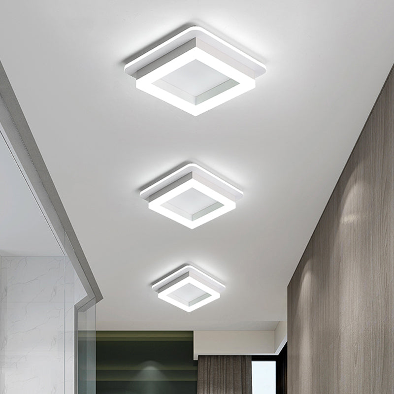 Round/Square Flush Ceiling Light Minimalistic Acrylic Black/White LED Flushmount Lighting in Warm/White Light for Bedroom Clearhalo 'Ceiling Lights' 'Close To Ceiling Lights' 'Close to ceiling' 'Flush mount' Lighting' 1935703