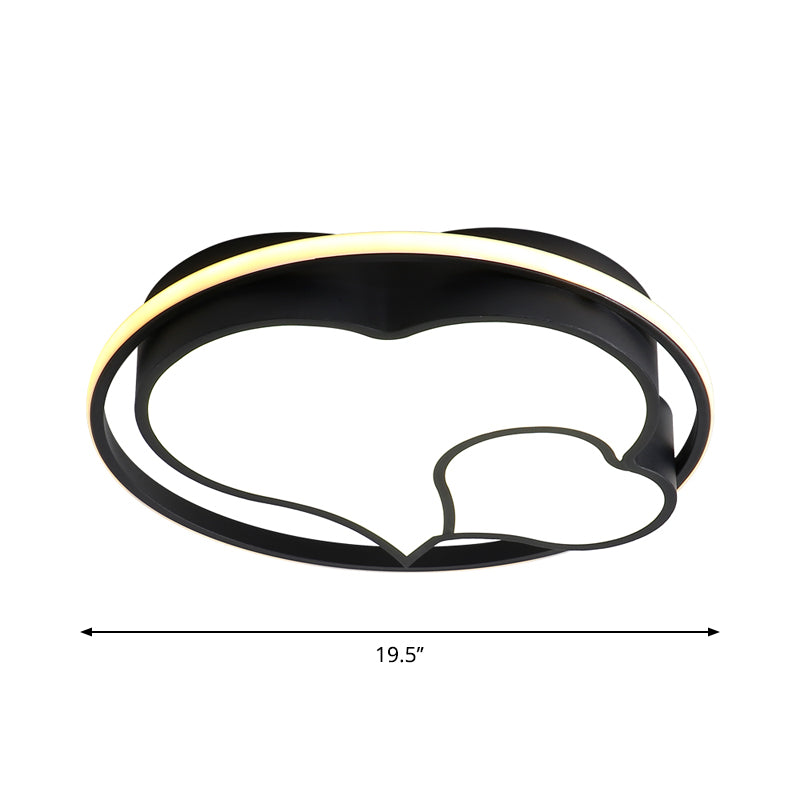 Integrated LED Bedroom Flush Light Modern Black Ceiling Mount Lamp with Semicircle/Loving Heart/Star Acrylic Shade, Warm/White Light Clearhalo 'Ceiling Lights' 'Close To Ceiling Lights' 'Close to ceiling' 'Flush mount' Lighting' 1935796