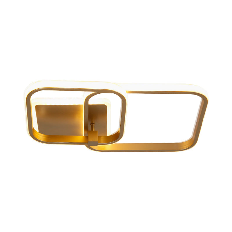 Metal Multi-Round/Square LED Ceiling Light Minimalism 2/4 Lights Gold Finish Semi Flush Mount Light Fixture Clearhalo 'Ceiling Lights' 'Close To Ceiling Lights' 'Close to ceiling' 'Semi-flushmount' Lighting' 1935961