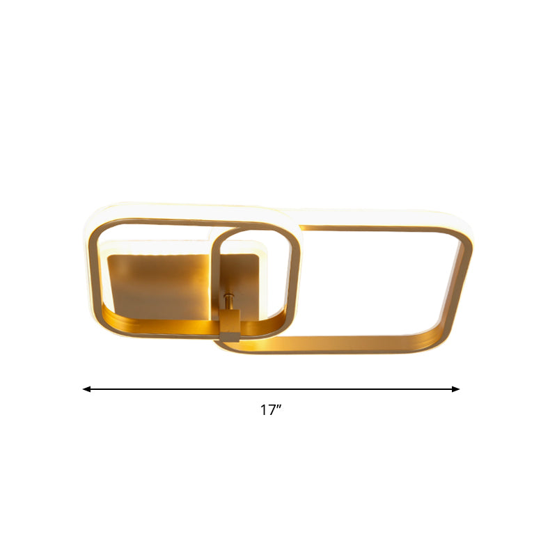 Metal Multi-Round/Square LED Ceiling Light Minimalism 2/4 Lights Gold Finish Semi Flush Mount Light Fixture Clearhalo 'Ceiling Lights' 'Close To Ceiling Lights' 'Close to ceiling' 'Semi-flushmount' Lighting' 1935963