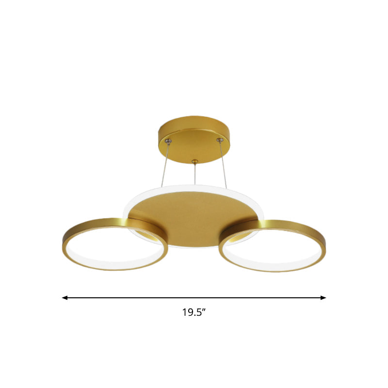 Gold Halo Ring Semi Flush Chandelier Modern 3/5/6-Light Metal Ceiling Mounted Lamp in Warm/White Light Clearhalo 'Ceiling Lights' 'Close To Ceiling Lights' 'Close to ceiling' 'Semi-flushmount' Lighting' 1935993