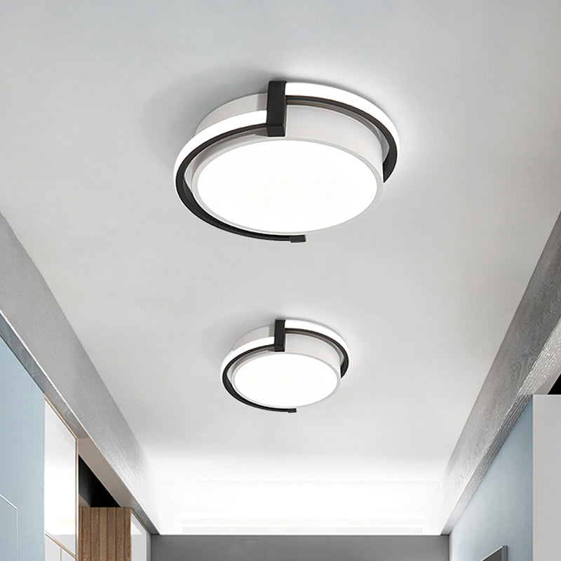 12"/16"/19.5" W Dorm Room LED Flushmount Minimalist Grey/White Flush Mount Ceiling Light with Round Acrylic Shade White 12" Clearhalo 'Ceiling Lights' 'Close To Ceiling Lights' 'Close to ceiling' 'Flush mount' Lighting' 1936070