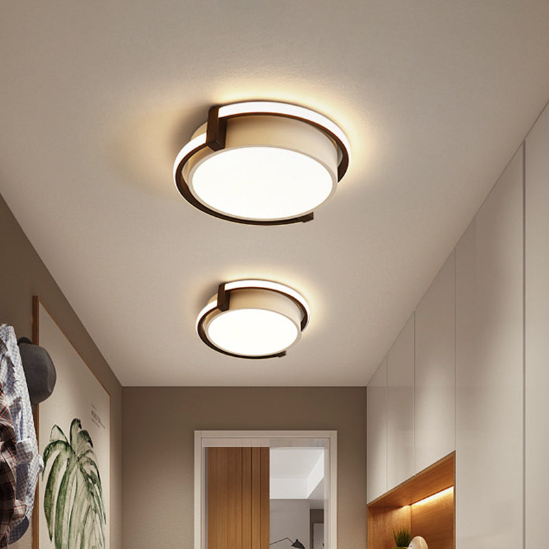 12"/16"/19.5" W Dorm Room LED Flushmount Minimalist Grey/White Flush Mount Ceiling Light with Round Acrylic Shade Clearhalo 'Ceiling Lights' 'Close To Ceiling Lights' 'Close to ceiling' 'Flush mount' Lighting' 1936072