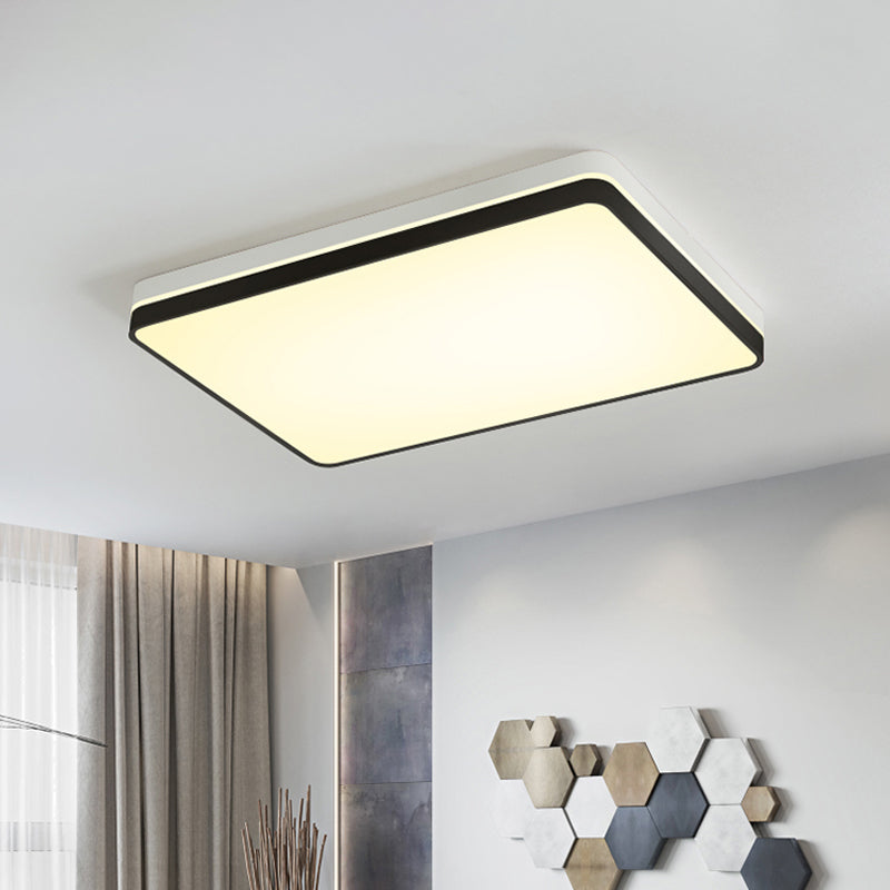 Nordic Round/Square/Rectangle Flushmount Acrylic Living Room LED Ceiling Light Fixture in Black and White Black Rectangle Clearhalo 'Ceiling Lights' 'Close To Ceiling Lights' 'Close to ceiling' 'Flush mount' Lighting' 1936112