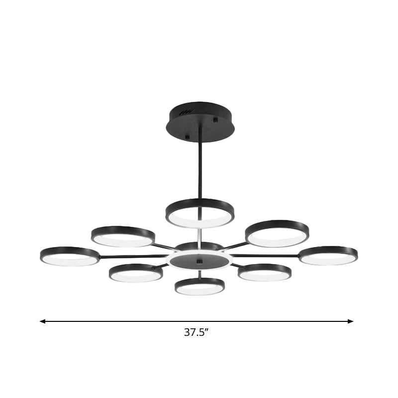 Circle Branching Metal Hanging Light Modernist 6-Head Black/Gold LED Chandelier Lamp in Warm/White Light Clearhalo 'Ceiling Lights' 'Chandeliers' 'Modern Chandeliers' 'Modern' Lighting' 1936477