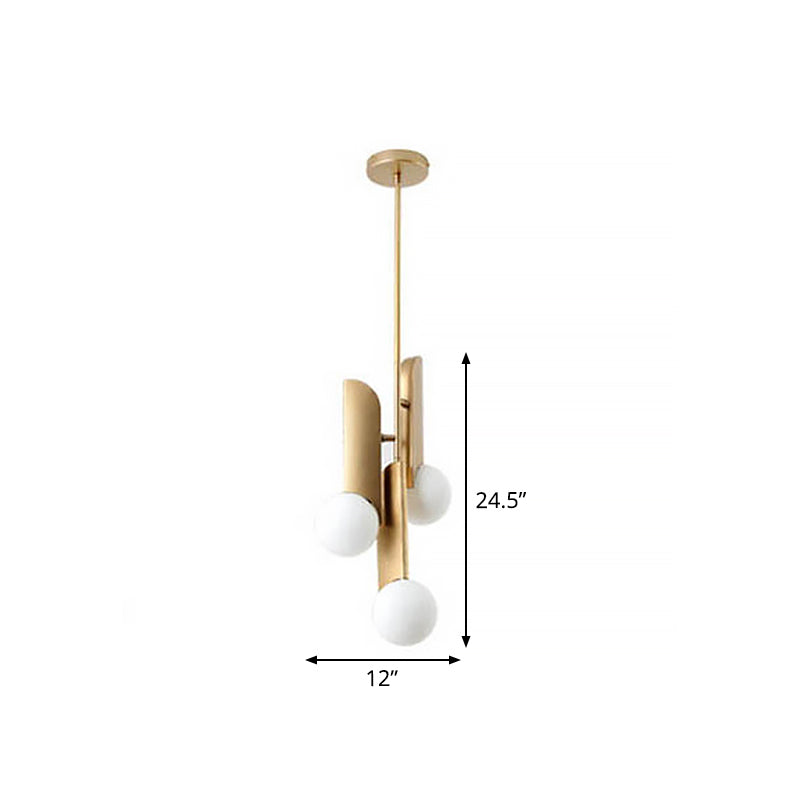 Creative Postmodern Ball Pendant Lamp Cream Glass 1/3-Bulb Dining Table Suspension Light in Gold Clearhalo 'Ceiling Lights' 'Modern Pendants' 'Modern' 'Pendant Lights' 'Pendants' Lighting' 1936871