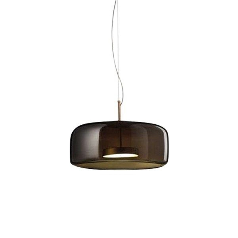Bell/Drum Hanging Pendant Light Modern Smoke Grey/Coffee Glass Restaurant LED Suspension Lamp in Warm/White Light, 10"/15" W - Clearhalo - 'Ceiling Lights' - 'Glass shade' - 'Glass' - 'Modern Pendants' - 'Modern' - 'Pendant Lights' - 'Pendants' - Lighting' - 1937050