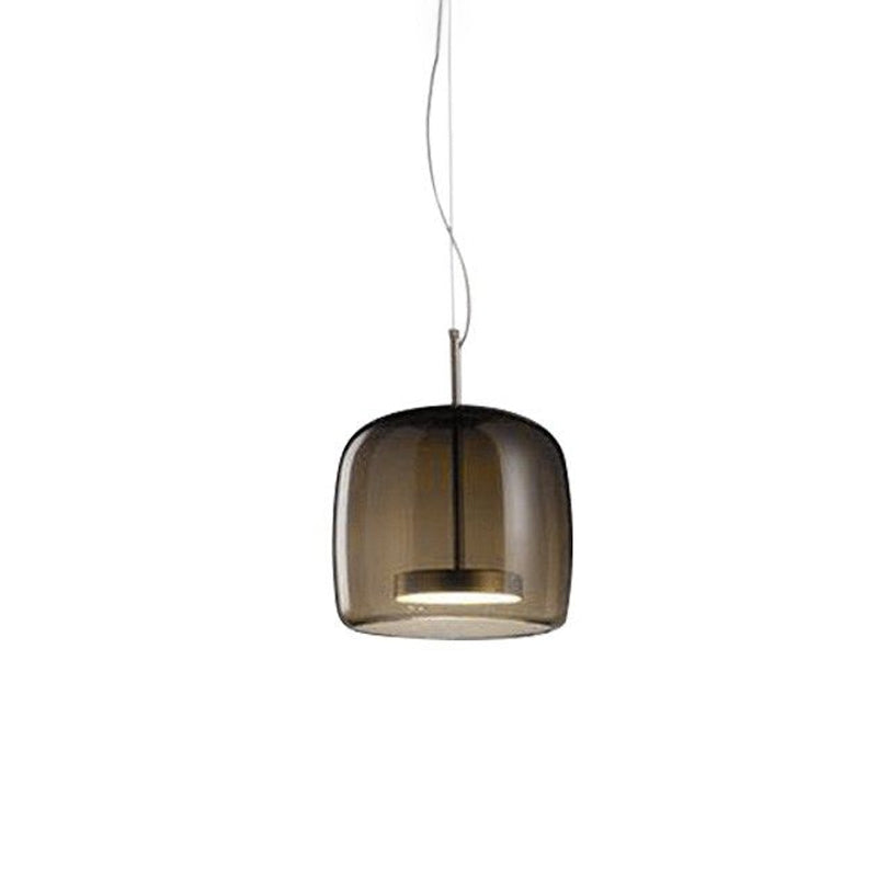 Bell/Drum Hanging Pendant Light Modern Smoke Grey/Coffee Glass Restaurant LED Suspension Lamp in Warm/White Light, 10"/15" W - Clearhalo - 'Ceiling Lights' - 'Glass shade' - 'Glass' - 'Modern Pendants' - 'Modern' - 'Pendant Lights' - 'Pendants' - Lighting' - 1937053