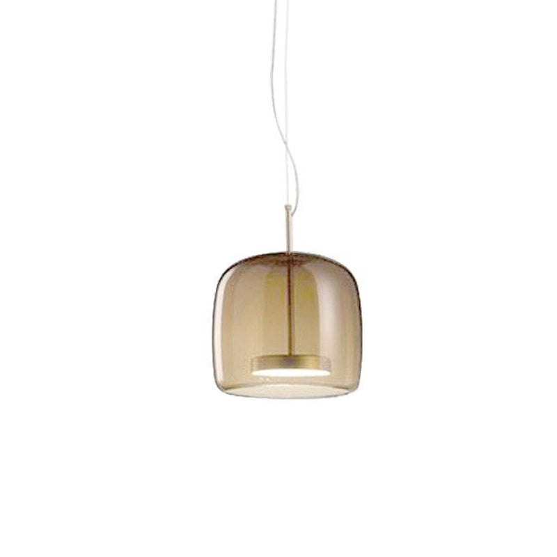 Bell/Drum Hanging Pendant Light Modern Smoke Grey/Coffee Glass Restaurant LED Suspension Lamp in Warm/White Light, 10"/15" W - Clearhalo - 'Ceiling Lights' - 'Glass shade' - 'Glass' - 'Modern Pendants' - 'Modern' - 'Pendant Lights' - 'Pendants' - Lighting' - 1937057