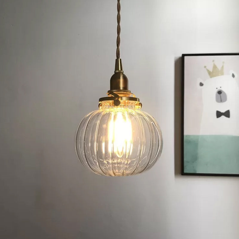 Elliptical Pendant Lighting Fixture Modern Blue/Clear/Green Glass 1 Head Dining Room Ceiling Hang Lamp in Brass Clear Clearhalo 'Ceiling Lights' 'Glass shade' 'Glass' 'Modern Pendants' 'Modern' 'Pendant Lights' 'Pendants' Lighting' 1937094
