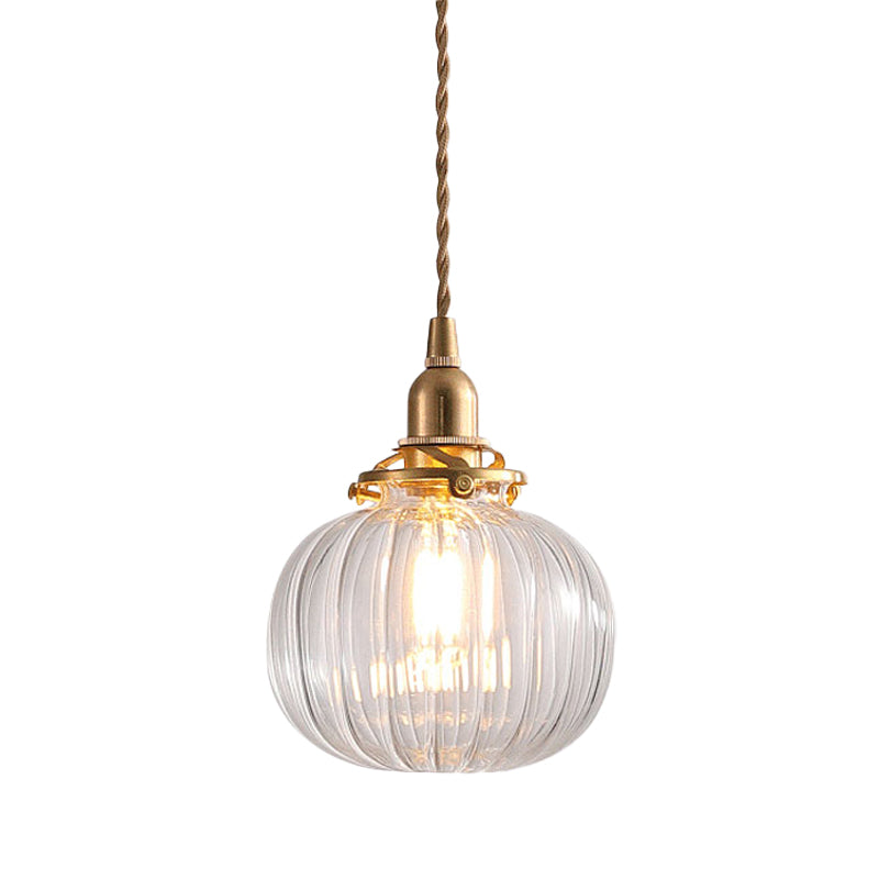 Elliptical Pendant Lighting Fixture Modern Blue/Clear/Green Glass 1 Head Dining Room Ceiling Hang Lamp in Brass Clearhalo 'Ceiling Lights' 'Glass shade' 'Glass' 'Modern Pendants' 'Modern' 'Pendant Lights' 'Pendants' Lighting' 1937097