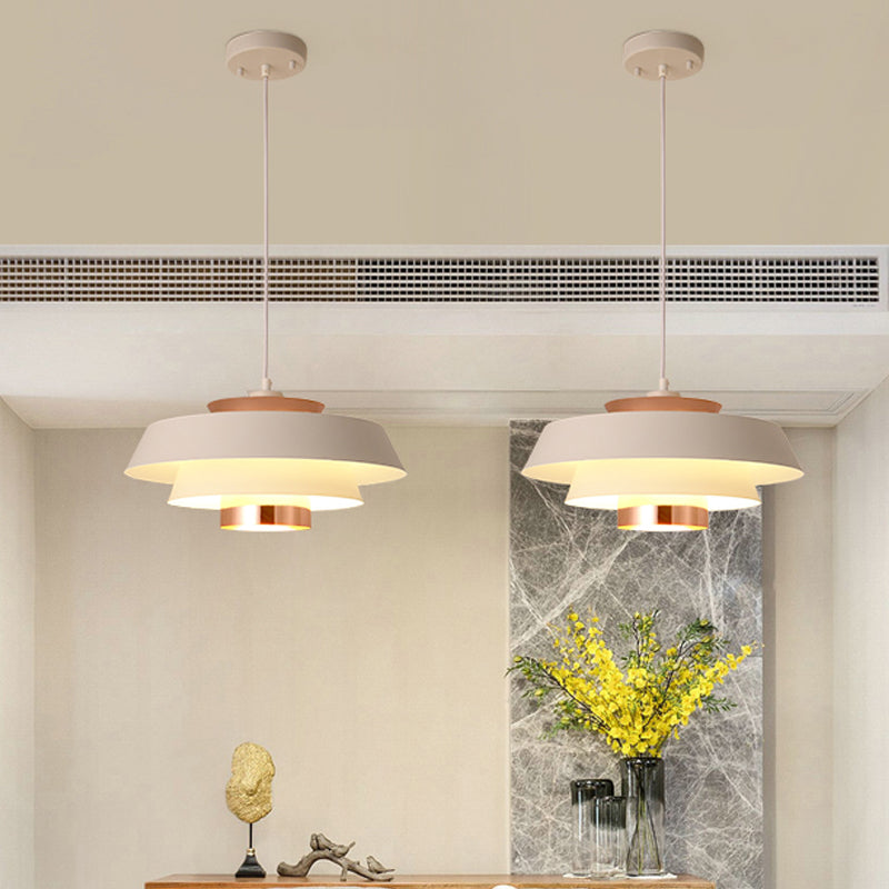 Metallic 3-Tier Round Hanging Pendant Modern Black/White and Rose Gold LED Ceiling Light Fixture White Clearhalo 'Ceiling Lights' 'Modern Pendants' 'Modern' 'Pendant Lights' 'Pendants' Lighting' 1937341