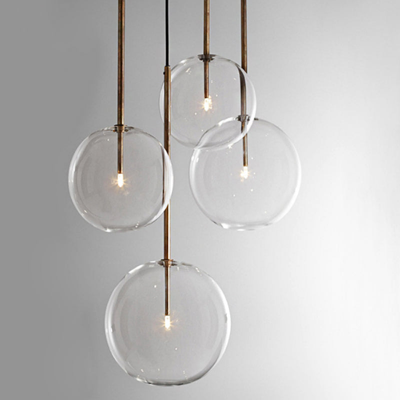 Clear Glass Globe Suspension Lighting Minimalist 6"/8"/10" Wide Single Gold Hanging Pendant over Table Gold Clearhalo 'Ceiling Lights' 'Glass shade' 'Glass' 'Modern Pendants' 'Modern' 'Pendant Lights' 'Pendants' Lighting' 1937390