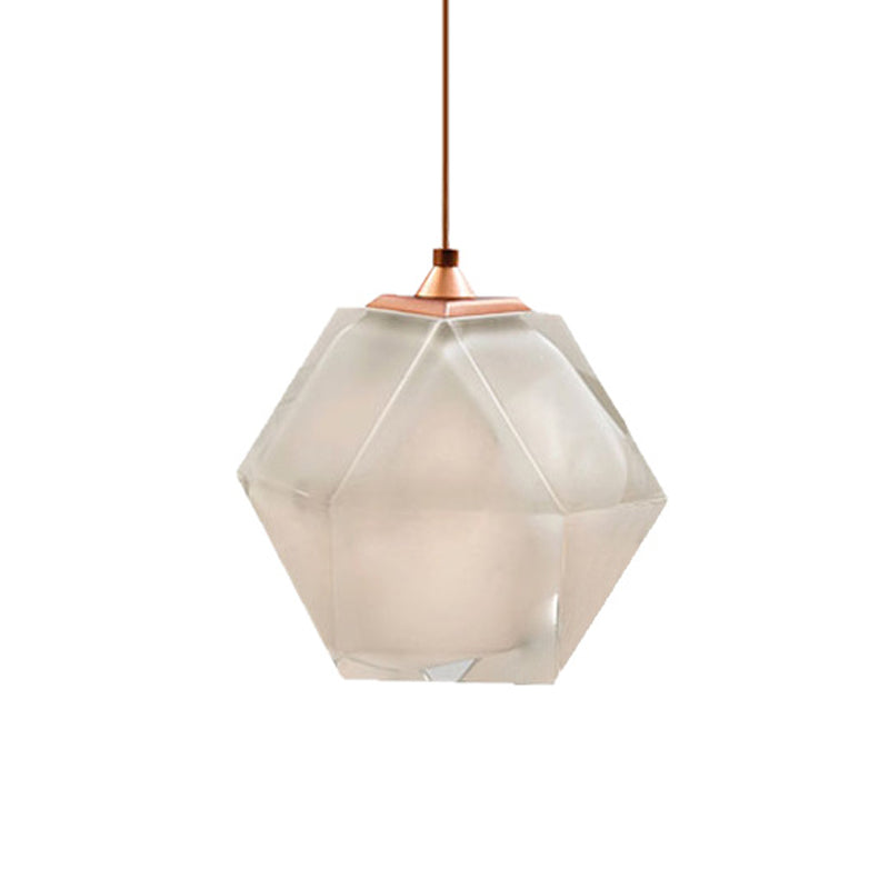 Geometric Pendant Light Fixture Postmodern White/Smoke Grey/Rose Gold Glass 1 Light Dining Room Ceiling Hang Lamp Clearhalo 'Ceiling Lights' 'Glass shade' 'Glass' 'Modern Pendants' 'Modern' 'Pendant Lights' 'Pendants' Lighting' 1937557