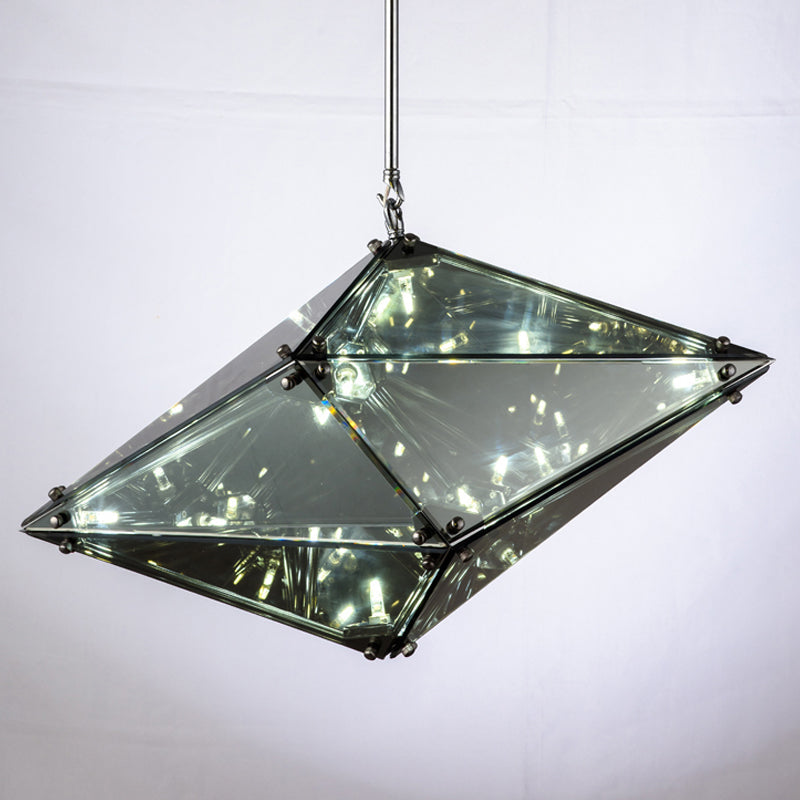 Gemstone Smoky Grey Glass Down Lighting Post-Modern Single-Bulb Black Hanging Ceiling Light Clearhalo 'Ceiling Lights' 'Glass shade' 'Glass' 'Modern Pendants' 'Modern' 'Pendant Lights' 'Pendants' Lighting' 1937591