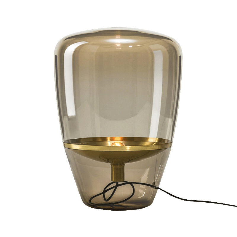 Clear/Smoke/Cognac Glass Triangle Night Light Postmodern 1 Head Table Lighting with Inner Saucer Shade in Black/Brass Clearhalo 'Lamps' 'Table Lamps' Lighting' 1937817