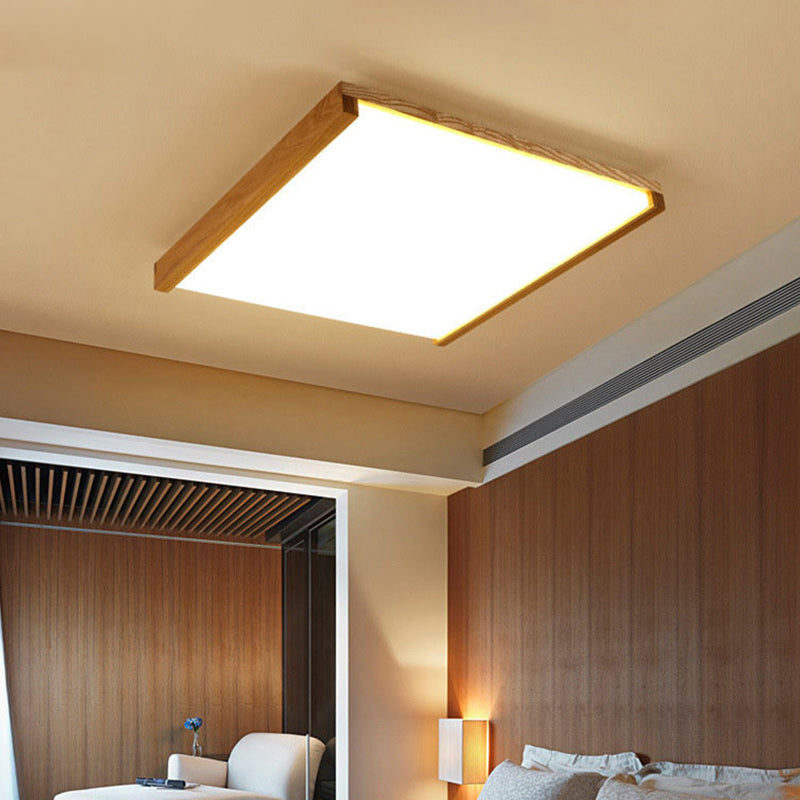 14.5"/25.5"/38" Wide Square Flushmount Nordic Acrylic Hotel Surface Mounted LED Ceiling Light in Warm/White Light Wood Clearhalo 'Ceiling Lights' 'Close To Ceiling Lights' 'Close to ceiling' 'Flush mount' Lighting' 1938136