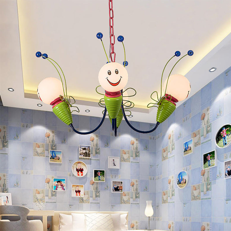 Little Caterpillar Kindergarten Chandelier Metal Cartoon Hanging Light in Green Clearhalo 'Ceiling Lights' 'Chandeliers' Lighting' options 193817