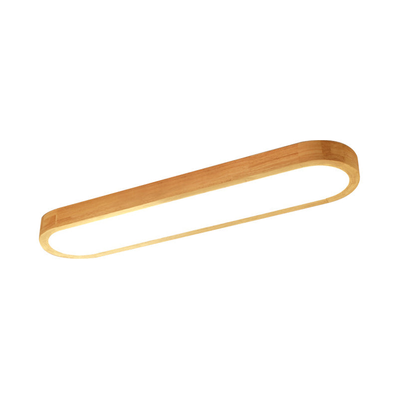 Minimalist Oblong Ceiling Lighting Wood Living Room LED Flush Mounted Light in Warm/White Light, 25.5"/35.5"/47" Long Clearhalo 'Ceiling Lights' 'Close To Ceiling Lights' 'Close to ceiling' 'Flush mount' Lighting' 1938192