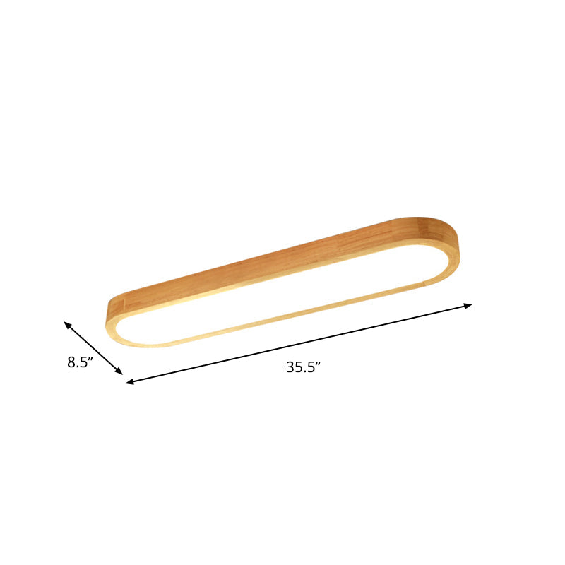 Minimalist Oblong Ceiling Lighting Wood Living Room LED Flush Mounted Light in Warm/White Light, 25.5"/35.5"/47" Long Clearhalo 'Ceiling Lights' 'Close To Ceiling Lights' 'Close to ceiling' 'Flush mount' Lighting' 1938193