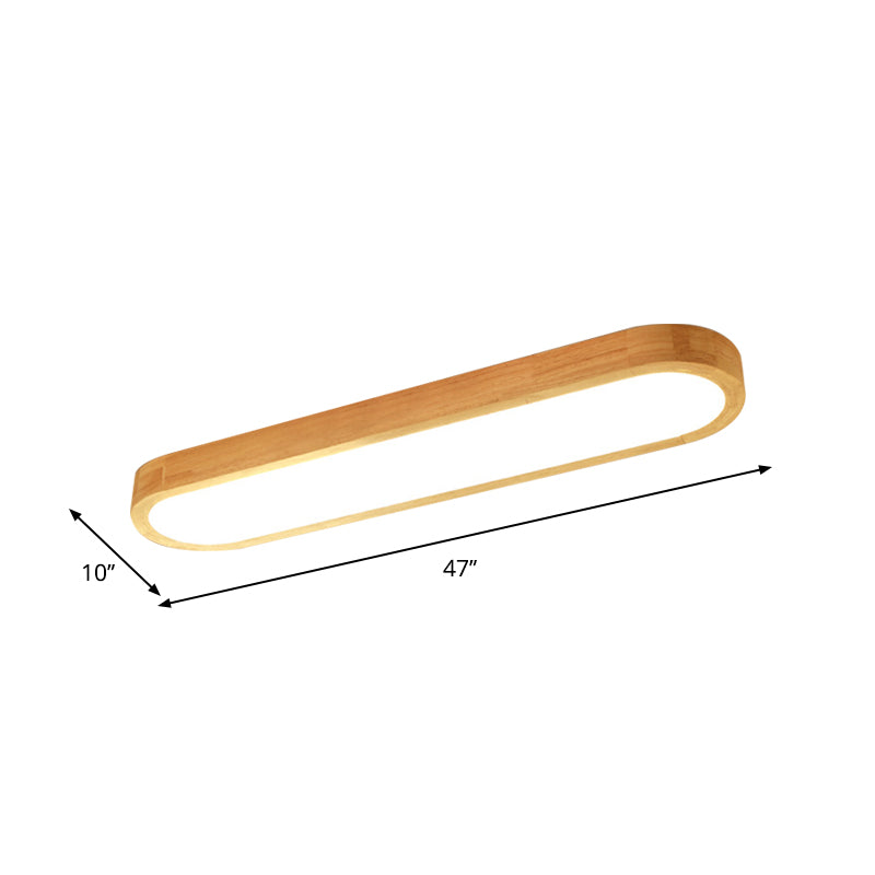Minimalist Oblong Ceiling Lighting Wood Living Room LED Flush Mounted Light in Warm/White Light, 25.5"/35.5"/47" Long Clearhalo 'Ceiling Lights' 'Close To Ceiling Lights' 'Close to ceiling' 'Flush mount' Lighting' 1938194