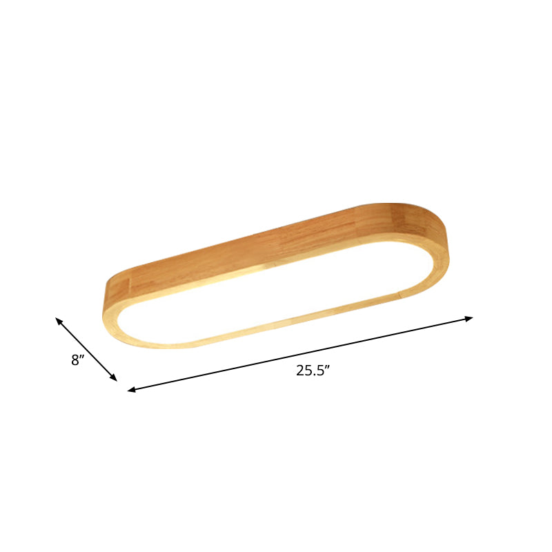 Minimalist Oblong Ceiling Lighting Wood Living Room LED Flush Mounted Light in Warm/White Light, 25.5"/35.5"/47" Long Clearhalo 'Ceiling Lights' 'Close To Ceiling Lights' 'Close to ceiling' 'Flush mount' Lighting' 1938199